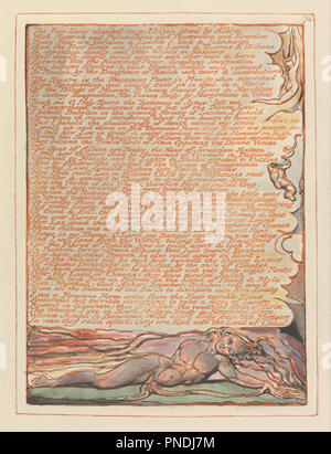 Jerusalem, Platte 74", "Die vier Zoa getrübt Wut....'. Datum/Zeitraum: 1804 bis 1820. Drucken. Orange drucken, Feder, Tusche und Aquarell auf cremefarbenem Papier (Relief ätzen in Orange mit Feder und schwarzer Tusche und Aquarell gedruckt auf mäßig dick, glatt, Creme webte Papier). Höhe: 226 mm (8,89 in); Breite: 165 mm (6,49 in). Autor: William Blake. Stockfoto