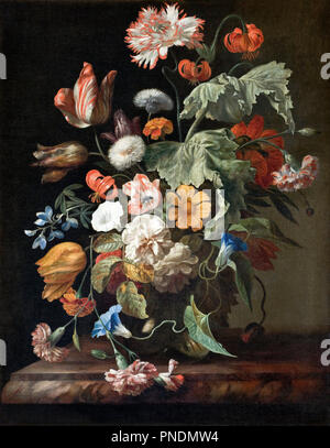 Still-Life mit Blumen. Malerei. Öl auf Leinwand. Höhe: 750 mm (29.52 in); Breite: 585 mm (23.03 in). Autor: Rachel Ruysch. RUYSCH, Rachel. Stockfoto