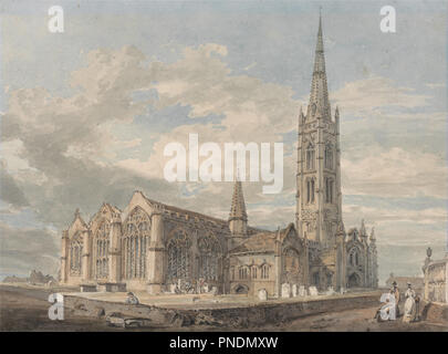 Nord Ost Blick auf Kirche in Grantham, Lincolnshire. Datum/Zeit: Ca. 1797. Malerei. Aquarell. Höhe: 191 mm (7.51 in); Breite: 238 mm (9.37 in). Autor: J. M. W. Turner. Stockfoto