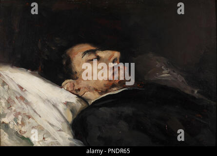 Gustavo Adolfo Bécquer auf dem Sterbebett. Datum/Zeitraum: 1870. Malerei. Öl an Bord. Breite: 43 cm. Höhe: 29 cm (ohne Rahmen). Autor: VICENTE PALMAROLI. PALMAROLI, Vicente. Stockfoto