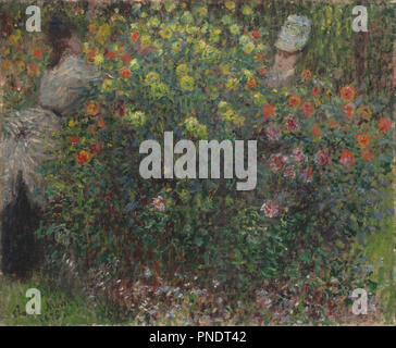 Damen in Blumen. Datum/Zeitraum: 1875. Malerei. Höhe: 54,5 cm (21,4 in); Breite: 65,5 cm (25,7 in). Autor: CLAUDE MONET. MONET, Claude. Stockfoto