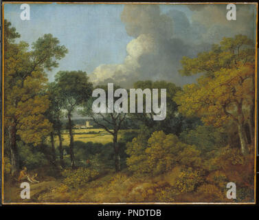 Waldlandschaft mit einem Bauern Ruhend. Datum/Zeitraum: 1747. Malerei. Ölfarbe auf Leinwand. Breite: 781 mm. Höhe: 625 mm. Autor: Thomas Gainsborough. GAINSBOROUGH, Thomas. Stockfoto