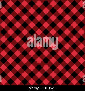 Checkered diagonal Schwarz und Rot nahtlose Muster. Vektor Mode Hintergrund. Stock Vektor