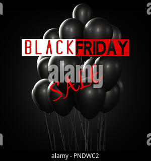 Schwarzer Freitag Verkauf design Vorlage mit schwarzen Luftballons im Hintergrund. Stockfoto