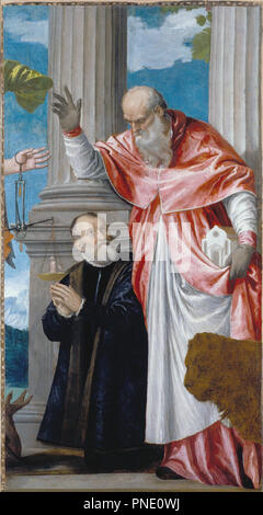 Der hl. Hieronymus und einem Spender. Datum/Zeit: Ca. 1563. Malerei. Öl auf Leinwand Öl. Höhe: 2.245 mm (88,38 in); Breite: 1200 mm (56.67 in). Autor: VERONESE (Paolo Caliari). PAOLO VERONESE. Stockfoto