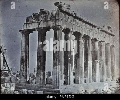 Fassade und North Colonnade des Parthenon auf der Akropolis in Athen. Datum/Zeitraum: 1842. Foto. Daguerreotypie (Cased-Objekt). Höhe: 188 mm (7,40 in); Breite: 240 mm (9.44 in). Autor: Joseph-Philibert Girault de Prangey. Stockfoto