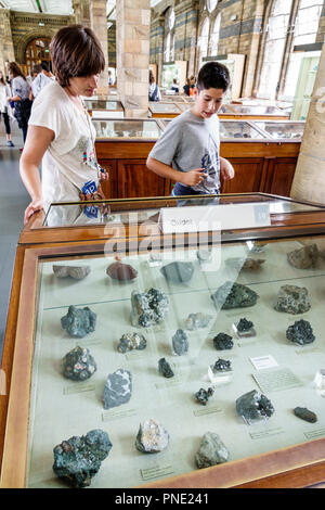 London England, Großbritannien, Großbritannien, Großbritannien, Kensington, Naturkundemuseum, innen, Mineralien Ausstellung Sammlungsgalerie galler Stockfoto