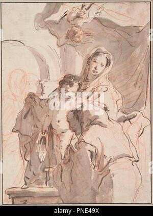 Madonna mit Kind und Heiligen, C. 1750-1760. Datum/Zeit: Ca. 1750-1760. Feder und Tinte braun, braun-grau Waschen, über vorbereitende Skizze in rötel. Autor: Giovanni Battista Tiepolo. Stockfoto