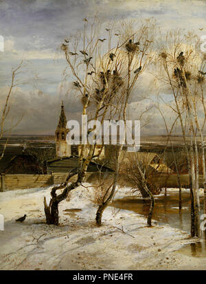 Saatkrähen sind zurückgekehrt. Datum/Zeitraum: 1871. Malerei. Öl auf Leinwand. Höhe: 62 cm (24.4 in); Breite: 48,5 cm (19 in). Autor: Alexei Savrasov. Savrasov, Aleksej Kondrat'Evic. Savrasov, Alexei Kondratyevich. Stockfoto
