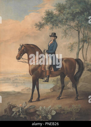 Warren Hastings auf seinem arabischen Pferd. Datum/Zeit: Ca. 1796. Zeichnung. Graphit und Aquarell; umfangreiche Retusche von Design auf mäßig dick, leicht strukturierte, Creme webte Papier; zuvor alle auf Leinwand und Holz Sieb mit Schwarz und Gold Restwert Akkretionsscheibe um die Kanten von eglomise Glas montiert. Höhe: 549 mm (21.61 in); Breite: 416 mm (2.54 in). Autor: George Townly Stubbs. Stockfoto