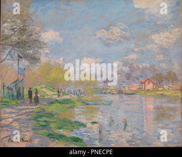 Frühling an der Seine. Datum/Zeitraum: 1875. Malerei. Olje på lerret. Breite: 61 cm. Höhe: 50,5 cm. Autor: CLAUDE MONET. Stockfoto