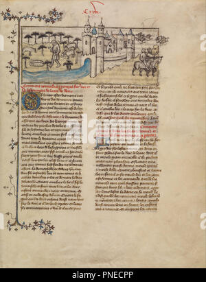 Romulus und Remus. Datum/Zeit: Ca. 1390 - 1400. Freistehende Blatt. Tempera Farben, farbigen wäscht, Blattgold, und Tusche auf Pergament. Höhe: 383 mm (15.07 in); Breite: 294 mm (11.57 in). Autor: Meister der Bibel Historiale von Jean de Berry. Stockfoto