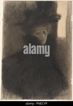 Bildnis einer Dame mit Cape und Hut, 1897-1898. Datum/Zeit: Ca. 1897-1898. Zeichnung. Schwarze Kreide und Rötel auf Papier. Autor: Gustav Klimt. KLIMT, Gustav. Stockfoto