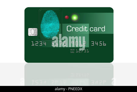 Dies ist eine Version von einem Fingerabdruck Identifikation Kreditkarte, die die Zukunft des Card Security werden könnten. Dies ist eine Abbildung. Stockfoto