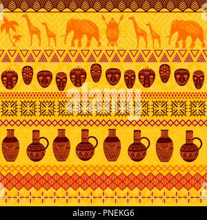 Tribal ethnischen nahtlose Muster. Abstrakte geometrische Ornamente mit afrikanischen Motiven. Vector Illustration. Perfekt für Textildruck, Tapete, Stoff, Gewebe, Geschenkpapier und Stoff Design. Stock Vektor