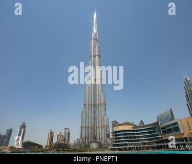 Ansicht des Burj Dubai Wolkenkratzer in Dubai, VAE, Vereinigte Arabische Emirate Stockfoto