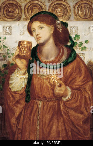 Die liebevolle Cup. Datum/Zeit: Ca. 1867. Aquarell. Gouache auf Papier. Höhe: 52.60 mm (2,07 in); Breite: 35,90 mm (1.41 in). Autor: Dante Gabriel Rossetti. ROSSETTI, Dante Gabriel. Stockfoto