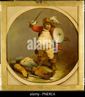 Falstaff mit dem Körper von Hotspur. Datum/Zeit: Ca. 1786. Malerei. Öl auf Papier. Höhe: 305 mm (12 in); Breite: 286 mm (11.25 in). Autor: Philip James de Loutherbourg. Stockfoto