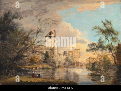 Ein Blick auf die West Gate, Canterbury. Datum/Zeitraum: Zwischen 1780 und 1785. Malerei. Pen und braune Farbe und Öl auf Papier auf. Höhe: 454 mm (17.87 in); Breite: 635 mm (25 in). Autor: Paul Schränke. Stockfoto