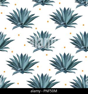 Blue Agave Vektor nahtlose Muster. Hintergrund für Tequila packs, superfood mit Agave syrop, Textil-, und andere. Sukkulenten, Kakteen Wallpaper. Stock Vektor