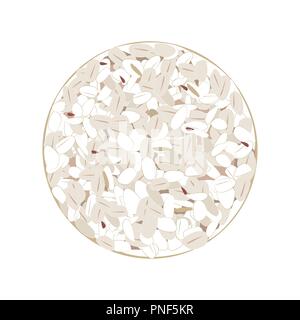 Vollkorn Knäckebrot auf weißem Hintergrund. Ansicht von oben. Flache Vector Illustration Stock Vektor