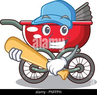 Spielen Baseball cartoon Baby Stroller Spaziergang im Park Stock Vektor