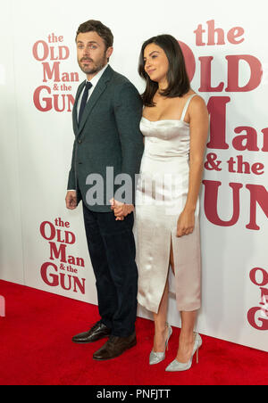 New York, NY - 20. September 2018: Casey Affleck und Floriana Lima besuchen Premiere des Films, Der alte Mann und das Gewehr in Paris Theater Credit: Lev radin/Alamy leben Nachrichten Stockfoto