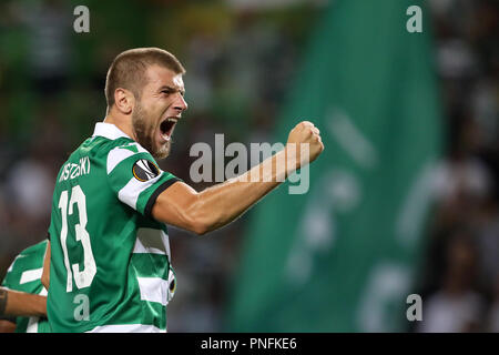 Lissabon, Portugal. 20 Sep, 2018. Stefan Ristovski von Sporting CP in Aktion während der UEFA Europa League 2018/19 Fußballspiel zwischen Sporting CP vs Karaba FC. Quelle: David Martins/SOPA Images/ZUMA Draht/Alamy leben Nachrichten Stockfoto