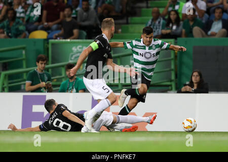 Lissabon, Portugal. 20 Sep, 2018. Marcos AcuÃ±a von Sporting CP in Aktion während der UEFA Europa League 2018/19 Fußballspiel zwischen Sporting CP vs Karaba FC. Quelle: David Martins/SOPA Images/ZUMA Draht/Alamy leben Nachrichten Stockfoto