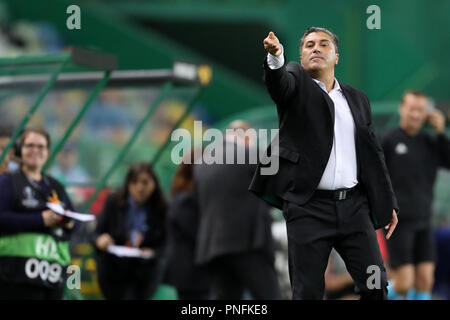 Lissabon, Portugal. 20 Sep, 2018. José Peseiro, Manager von Sporting CP in Aktion während der UEFA Europa League 2018/19 Fußballspiel zwischen Sporting CP vs Karaba FC. Quelle: David Martins/SOPA Images/ZUMA Draht/Alamy leben Nachrichten Stockfoto