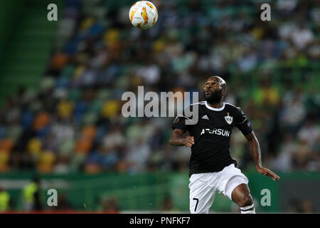 Lissabon, Portugal. 20 Sep, 2018. Innocent Emeghara von KARABA FC in Aktion während der UEFA Europa League 2018/19 Fußballspiel zwischen Sporting CP vs Karaba FC. Quelle: David Martins/SOPA Images/ZUMA Draht/Alamy leben Nachrichten Stockfoto