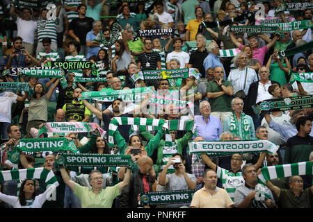 Lissabon, Portugal. 20 Sep, 2018. Sporting CP Unterstützer während der UEFA Europa League 2018/19 Fußballspiel zwischen Sporting CP vs Karaba FC. Quelle: David Martins/SOPA Images/ZUMA Draht/Alamy leben Nachrichten Stockfoto
