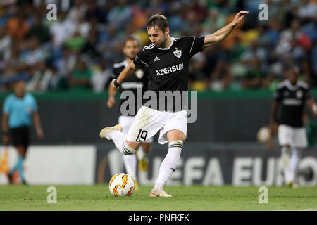 Lissabon, Portugal. 20 Sep, 2018. Filip Ozobic von KARABA FC in Aktion während der UEFA Europa League 2018/19 Fußballspiel zwischen Sporting CP vs Karaba FC. Quelle: David Martins/SOPA Images/ZUMA Draht/Alamy leben Nachrichten Stockfoto