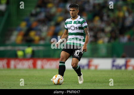 Lissabon, Portugal. 20 Sep, 2018. Fredy Montero von Sporting CP in Aktion während der UEFA Europa League 2018/19 Fußballspiel zwischen Sporting CP vs Karaba FC. Quelle: David Martins/SOPA Images/ZUMA Draht/Alamy leben Nachrichten Stockfoto