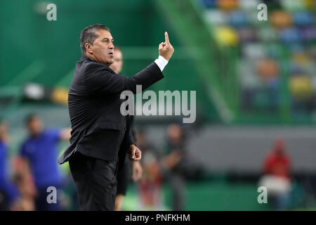 Lissabon, Portugal. 20 Sep, 2018. José Peseiro, Manager von Sporting CP in Aktion während der UEFA Europa League 2018/19 Fußballspiel zwischen Sporting CP vs Karaba FC. Quelle: David Martins/SOPA Images/ZUMA Draht/Alamy leben Nachrichten Stockfoto