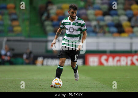 Lissabon, Portugal. 20 Sep, 2018. Bruno Fernandes von Sporting CP in Aktion während der UEFA Europa League 2018/19 Fußballspiel zwischen Sporting CP vs Karaba FC. Quelle: David Martins/SOPA Images/ZUMA Draht/Alamy leben Nachrichten Stockfoto
