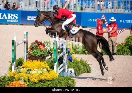 Tryon North Carolina, USA. Sept 2018 20. Enrique Gonzalez. Chacna. MEX. Springreiten. Mannschaft und einzelnen Zweiten Meisterschaften. Runde 1. Tag 9. World Equestrian Games. WEG 2018 Tryon. North Carolina. USA. 20/09/2018. Credit: Sport in Bildern/Alamy leben Nachrichten Stockfoto