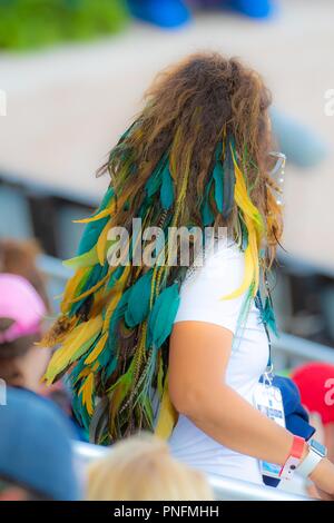 Tryon North Carolina, USA. Sept 2018 20. Danielle Goldstien. ISR. Springreiten. Mannschaft und einzelnen Zweiten Meisterschaften. Runde 1. Tag 9. World Equestrian Games. WEG 2018 Tryon. North Carolina. USA. 20/09/2018. Credit: Sport in Bildern/Alamy leben Nachrichten Stockfoto