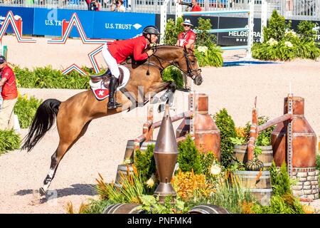 Tryon North Carolina, USA. Sept 2018 20. Steve Guerdat. Bianca. SUI. Springreiten. Mannschaft und einzelnen Zweiten Meisterschaften. Runde 1. Tag 9. World Equestrian Games. WEG 2018 Tryon. North Carolina. USA. 20/09/2018. Credit: Sport in Bildern/Alamy leben Nachrichten Stockfoto