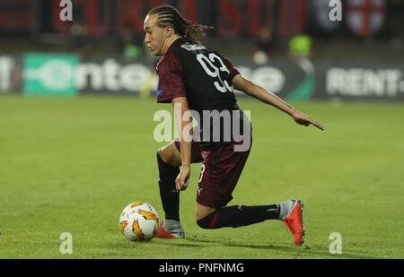 Dudelange, Luxemburg. Sept 2018 20. Diego Laxalt (AC Mailand) während der UEFA Europa League, Gruppe F Fußballspiel zwischen F91 Dudelange und AC Mailand am 20. September 2018 Josy Barthel Stadion in Dudelange, Luxemburg - Foto Laurent Lairys/DPPI Credit: Laurent Lairys/Agence Locevaphotos/Alamy leben Nachrichten Stockfoto