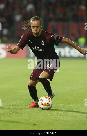 Dudelange, Luxemburg. Sept 2018 20. Diego Laxalt (AC Mailand) während der UEFA Europa League, Gruppe F Fußballspiel zwischen F91 Dudelange und AC Mailand am 20. September 2018 Josy Barthel Stadion in Dudelange, Luxemburg - Foto Laurent Lairys/DPPI Credit: Laurent Lairys/Agence Locevaphotos/Alamy leben Nachrichten Stockfoto