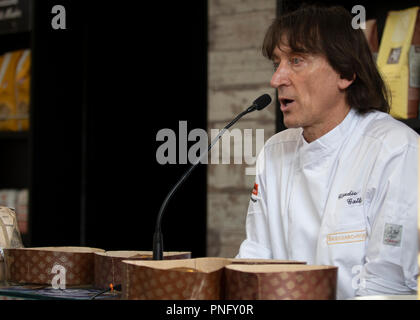 Italien Turin, Lingotto 21 September 2018 Terra Madre - Salone del Gusto - Agugiaro Mehl Stand-Claudio Gatti - Master Konditor Workshop Stockfoto