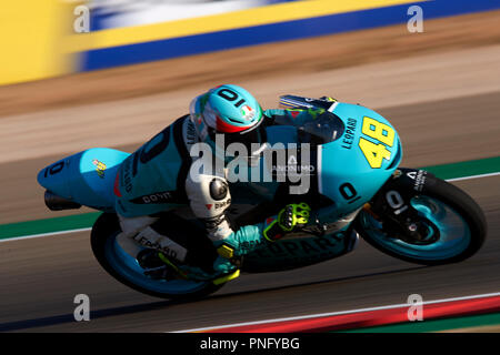 Alcaniz, Spanien. 21. September 2018. Lorenzo Dalla Porta (48) von Italien und Leopard Racing Honda im freien Training für den Gran Premio Movistar de Aragon der Weltmeisterschaft der MotoGP im Motorland Aragon Circuit am 21. September 2018 in Alcaniz, Spanien. Credit: CORDON PRESSE/Alamy leben Nachrichten Stockfoto