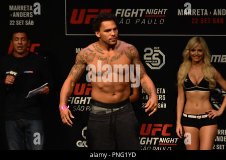 Sao Paulo, Brasilien. Sept 2018 21. PESAGEM UFC FIGHT NIGHT MARRETA X ANDERS - Wiegen der UFC Fight Night Marreta X Anders, an diesem Freitag (21) in São Paulo. (Foto: Roberto Casimiro/Fotoarena) Credit: Foto Arena LTDA/Alamy leben Nachrichten Stockfoto