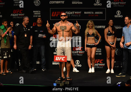 Sao Paulo, Brasilien. Sept 2018 21. PESAGEM UFC FIGHT NIGHT MARRETA X ANDERS - Wiegen der UFC Fight Night Marreta X Anders, an diesem Freitag (21) in São Paulo. (Foto: Roberto Casimiro/Fotoarena) Credit: Foto Arena LTDA/Alamy leben Nachrichten Stockfoto