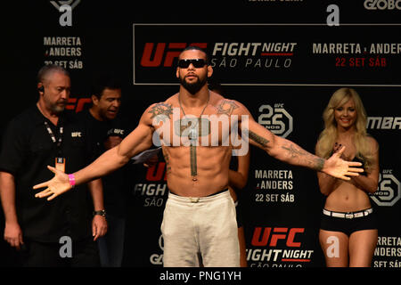 Sao Paulo, Brasilien. Sept 2018 21. PESAGEM UFC FIGHT NIGHT MARRETA X ANDERS - Wiegen der UFC Fight Night Marreta X Anders, an diesem Freitag (21) in São Paulo. (Foto: Roberto Casimiro/Fotoarena) Credit: Foto Arena LTDA/Alamy leben Nachrichten Stockfoto