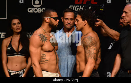 Sao Paulo, Brasilien. Sept 2018 21. PESAGEM UFC FIGHT NIGHT MARRETA X ANDERS - Wiegen der UFC Fight Night Marreta X Anders, an diesem Freitag (21) in São Paulo. (Foto: Roberto Casimiro/Fotoarena) Credit: Foto Arena LTDA/Alamy leben Nachrichten Stockfoto