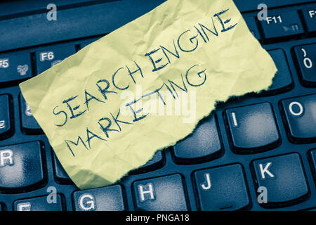 Text Zeichen anzeigen Search Engine Marketing. Konzeptionelle Foto fördern Website Sichtbarkeit an gesucht Seiten. Stockfoto