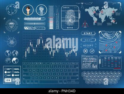 Helle futuristische User Interface Konzept kompliziert Stock Vektor