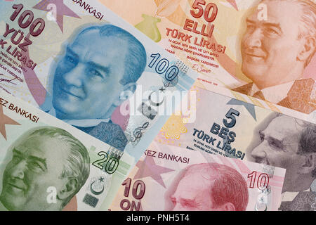 Türkische Lira einen Hintergrund Stockfoto